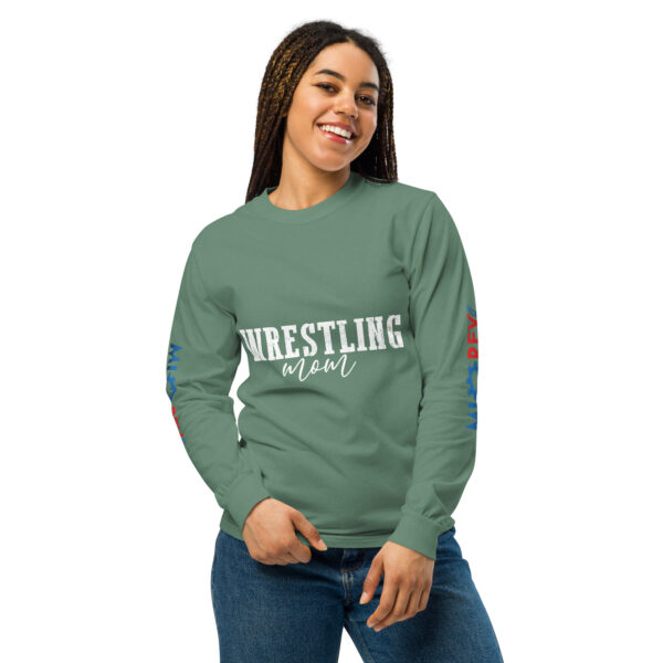 MI Rev Wrestling Mom: Garment-dyed heavyweight long-sleeve shirt - White Text - Image 17